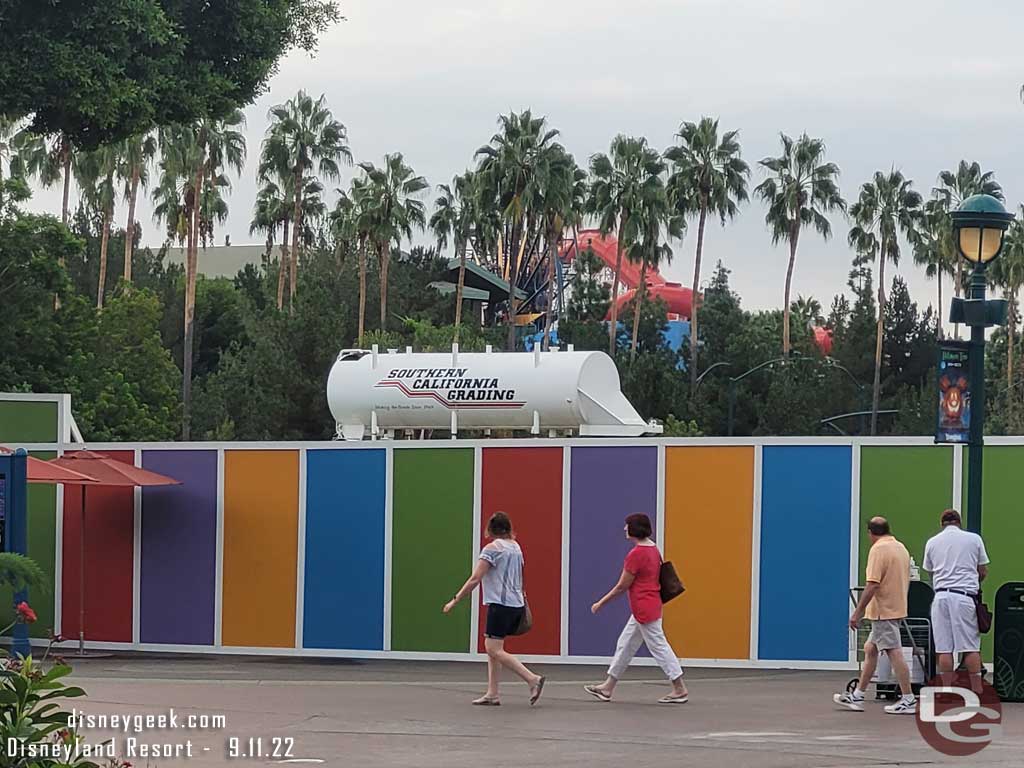 9.11.22 - From in Downtown Disney you can see a water tank for the grading project.